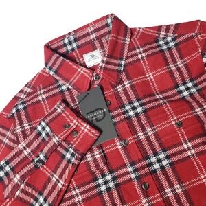 7 Diamonds Generation 4-Way Stretch Flannel Shirt Mens Large Red Plaid Soft New